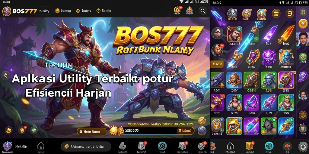 Tampilan utama aplikasi BOS777 dengan fitur utilitas yang intuitif.