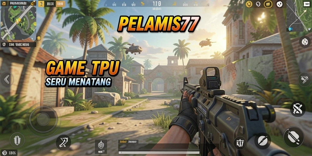 Screenshot utama PELAMIS77 menunjukkan aksi seru dalam permainan TPS.