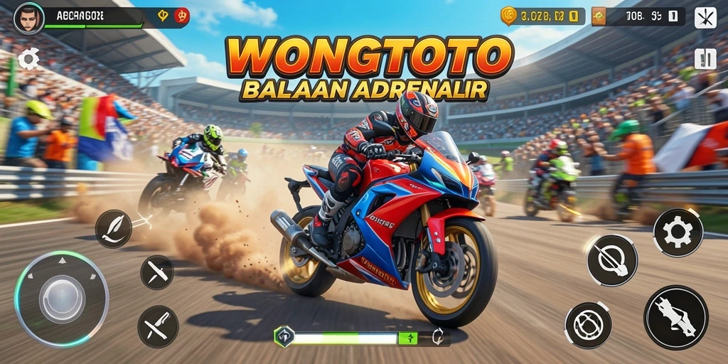 Tampilan gameplay balapan motor yang mendebarkan di WONGTOTO.